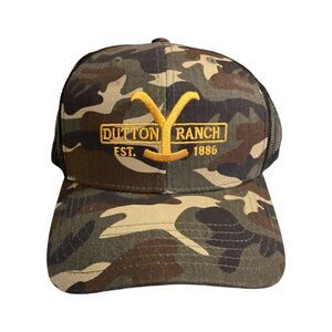 Yellowstone Men's Stitched Logo Snapback Trucker Hat - Camo